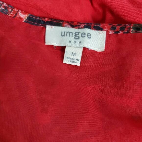 Umgee USA Boho Peasant Dress Size M Long Sleeve Tie Neck Multicolor Print - Picture 6 of 8